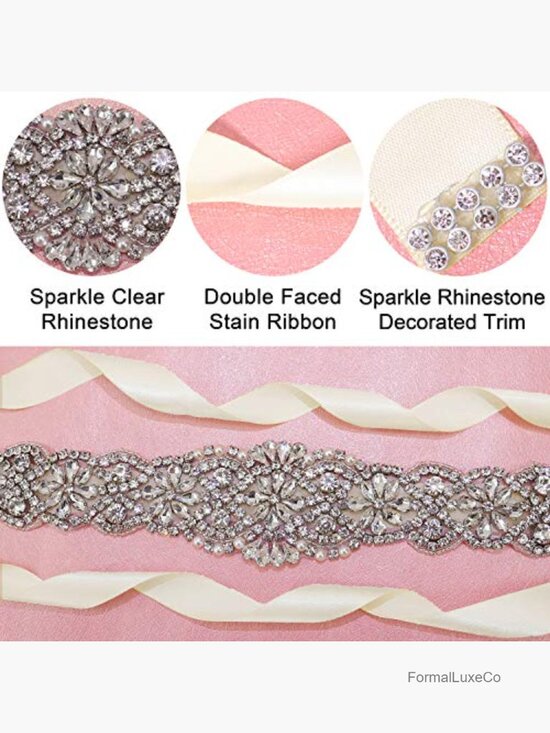 Bridal Crystal Rhinestone Braided Wedding Dress Sash Belt main image 5